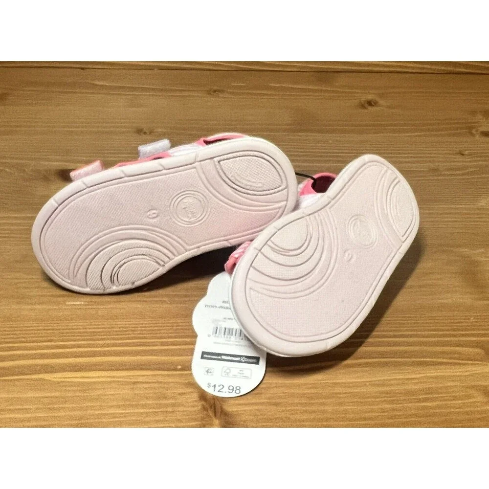 Wonder Nation Infant Toddler Girls Size 5 Sandals Pink Stripe Adjustable NWT